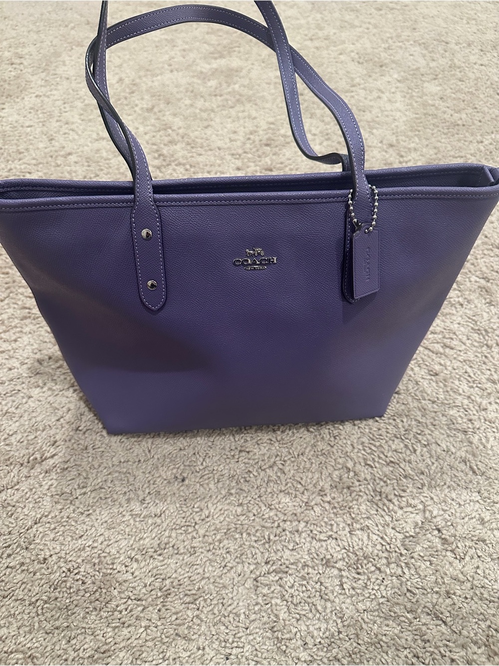 Coach Purple Leather Tote Bag